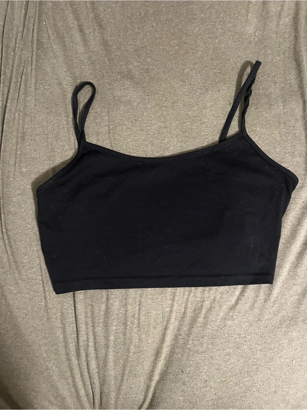 ROMWE Black Spaghetti Strap Crop Tank Top